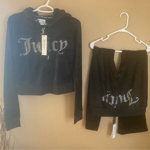 NWT Juicy Couture Bling Velour Hoodie and Pants Set